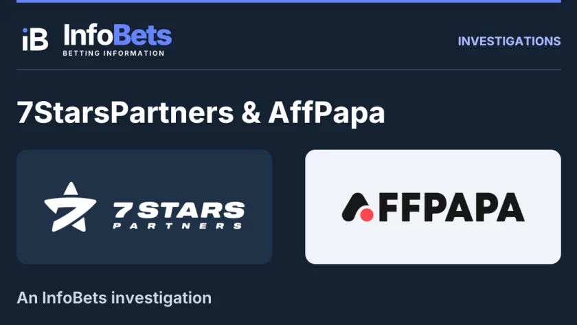 InfoBets investigation into 7StarsPartners & AffPapa, illustrated with authentic original brand marks.