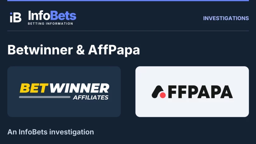 InfoBets investigation into Betwinner & AffPapa, illustrated with authentic original brand marks.