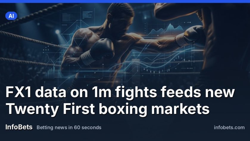 A boxer mid-punch in the ring with a digital data overlay suggesting AI analytics.
