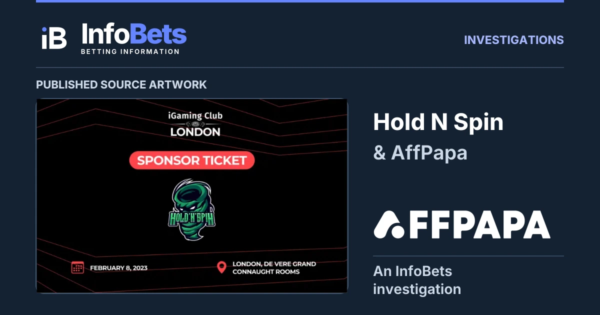InfoBets investigation into Hold N Spin & AffPapa, with the complete historical artwork published by AffPapa clearly labelled as source material.