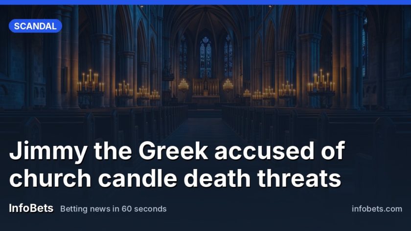 A dim church interior with rows of lit candles & empty pews, no people or text visible.