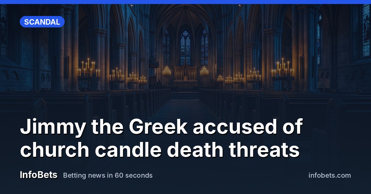 A dim church interior with rows of lit candles & empty pews, no people or text visible.