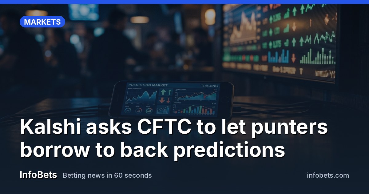 A smartphone showing a prediction market trading app next to a stock ticker screen.