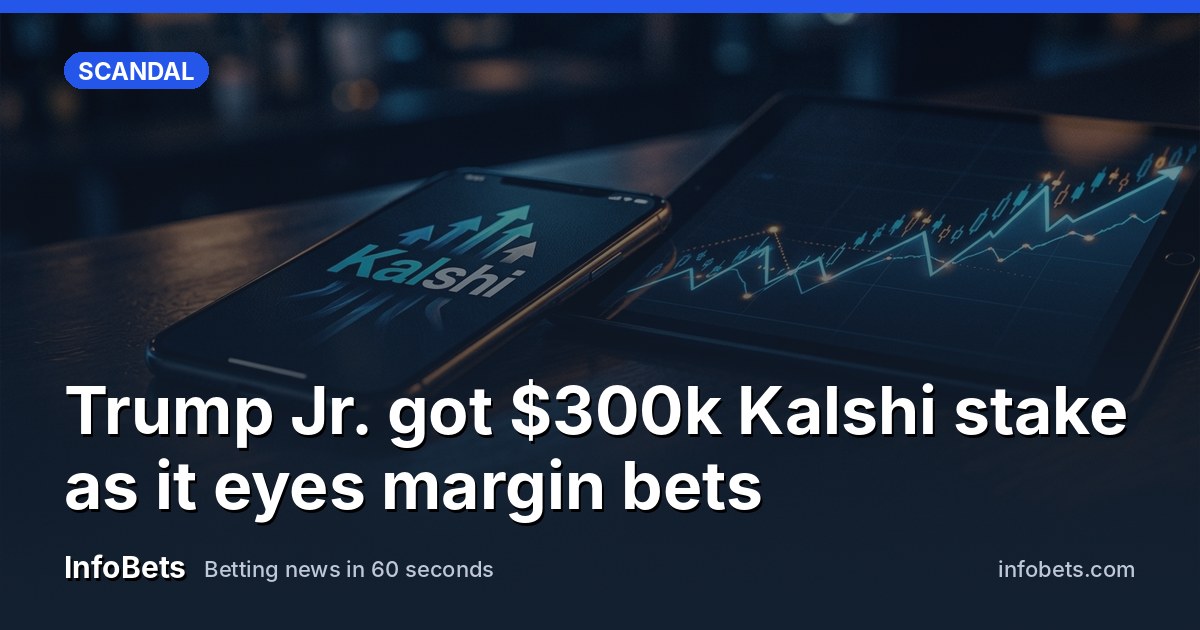 The Kalshi logo displayed on a smartphone screen next to a rising stock chart.
