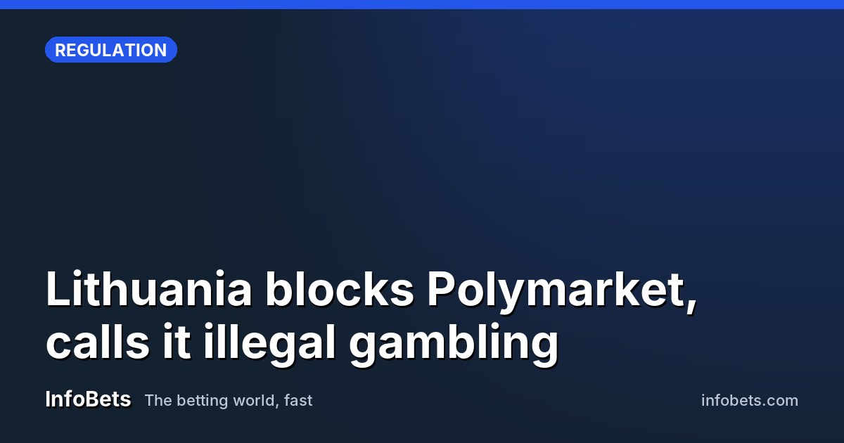 A blocked website error screen displayed over a Polymarket logo with European flags in the background.