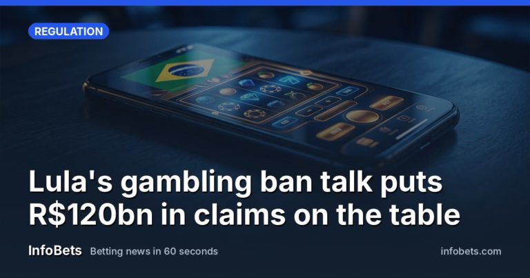 Brazilian flag reflected on a smartphone screen showing an online casino app