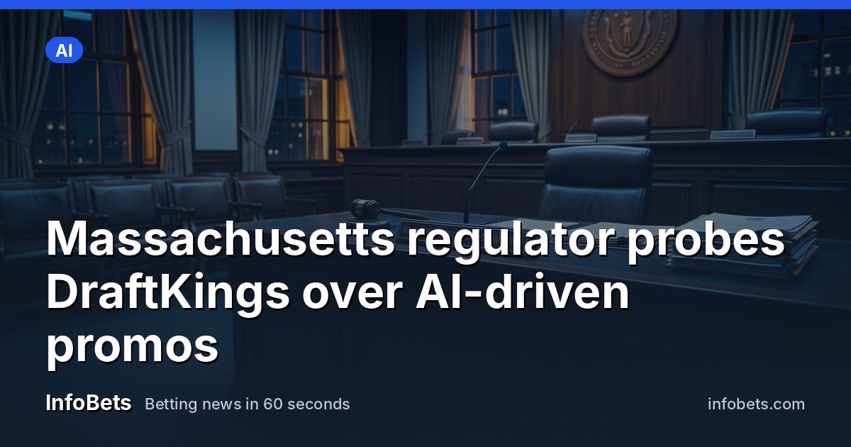 An empty regulatory hearing room with a nameplate reading Massachusetts Gaming Commission on an unoccupied desk.