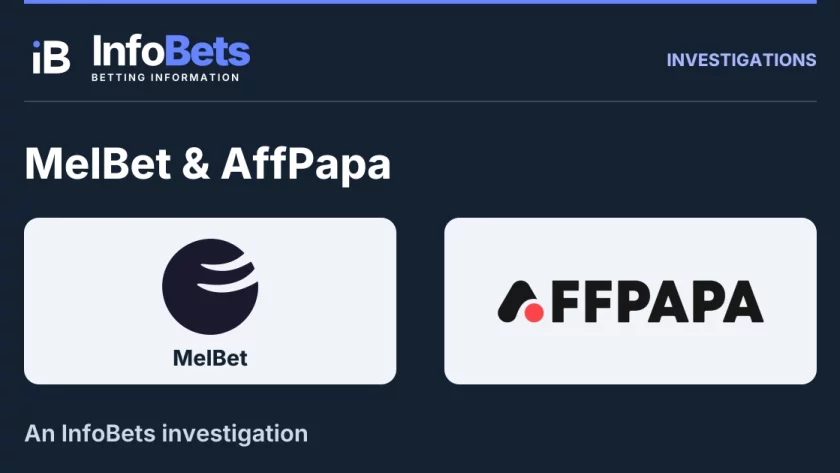 InfoBets investigation into MelBet & AffPapa, illustrated with authentic original brand marks.