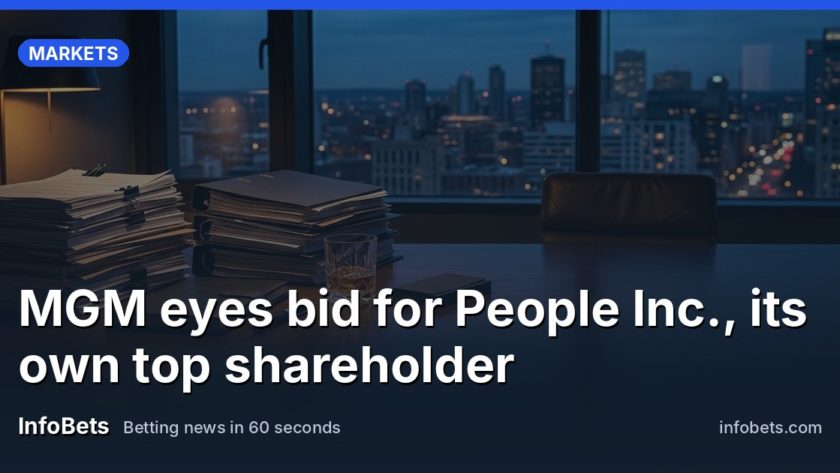 A boardroom table with two stacks of corporate filings & a city skyline visible through the window at dusk.