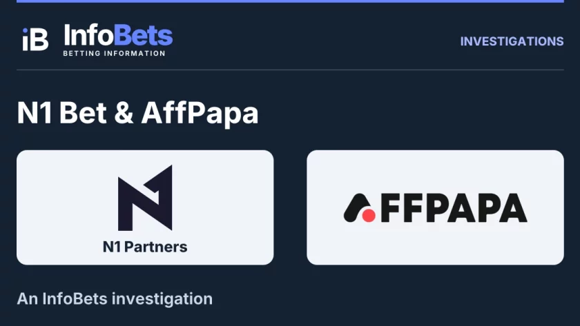 InfoBets investigation into N1 Bet & AffPapa, illustrated with the original N1 Partners symbol & AffPapa logo.