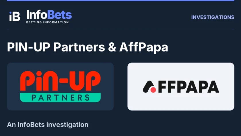 InfoBets investigation into PIN-UP Partners & AffPapa, illustrated with authentic original brand marks.