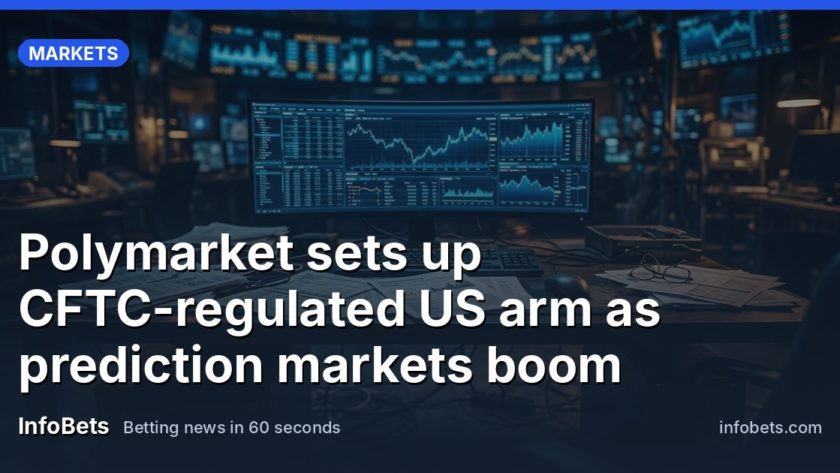 An empty trading terminal desk with scattered contract printouts & a dimmed exchange ticker in the background.
