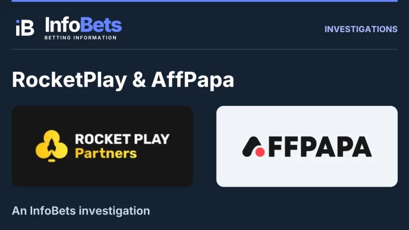 InfoBets investigation into RocketPlay & AffPapa, illustrated with authentic original brand marks.