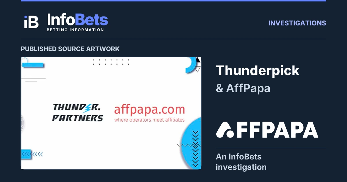 InfoBets investigation into Thunderpick & AffPapa, with the complete historical artwork published by AffPapa clearly labelled as source material.