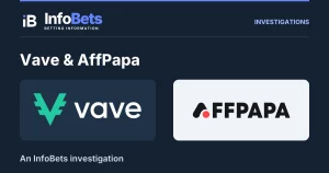 InfoBets investigation into Vave & AffPapa, illustrated with authentic original brand marks.