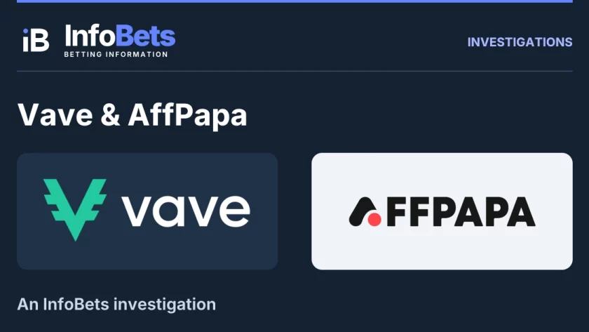 InfoBets investigation into Vave & AffPapa, illustrated with authentic original brand marks.