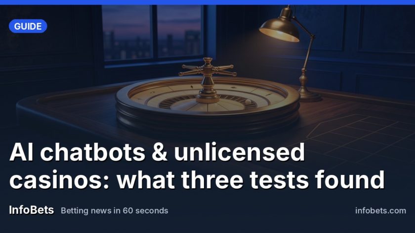 A quiet, empty roulette wheel of polished brass resting on a dark wooden table, lit softly by a single warm lamp against a deep blue dusk backdrop.