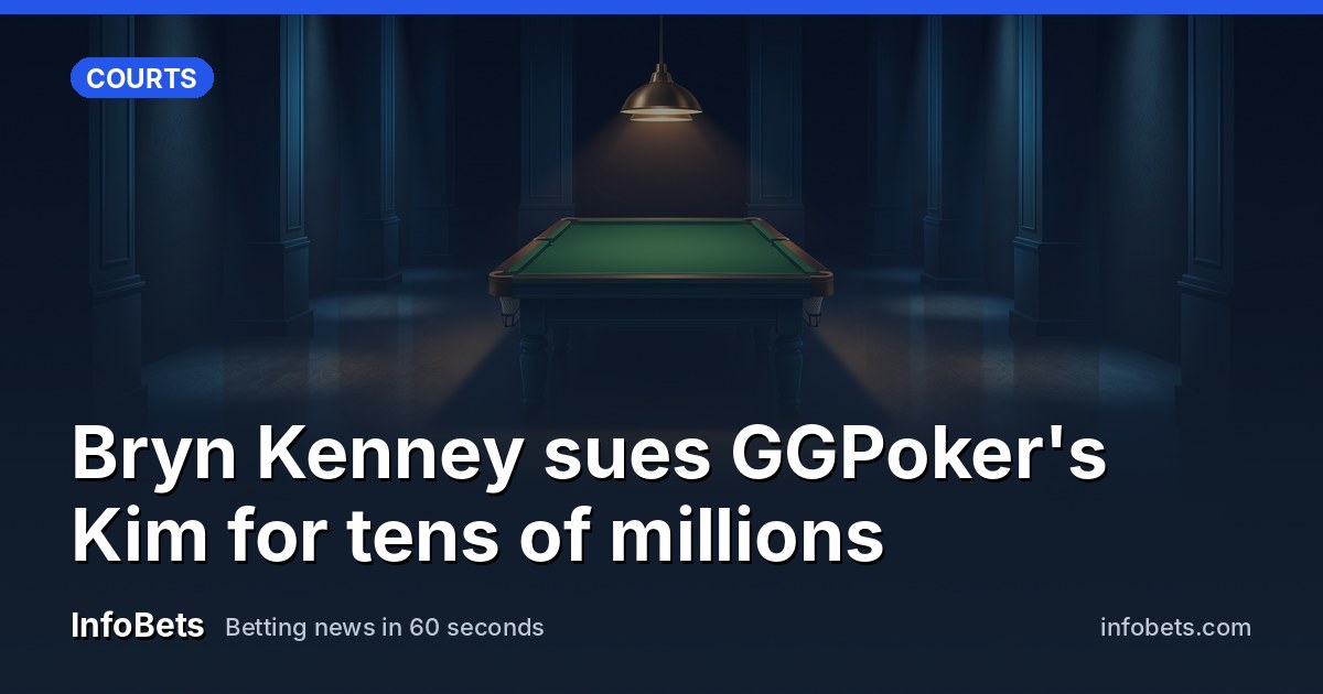 A green baize table stands alone under a low warm lamp in a darkened hall, its felt smooth and empty, with tall shadowed columns and a faint glow of spotlights falling across the polished floor.