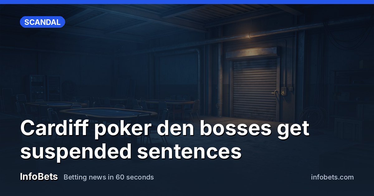 A dim industrial unit interior with empty poker tables & a shuttered fire exit door, no people or text visible.