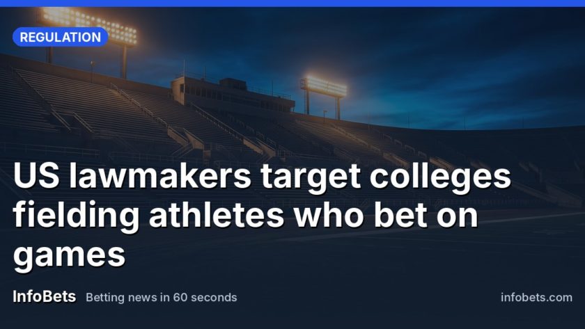 An empty college football stadium at dusk, stands bare, floodlights glowing.