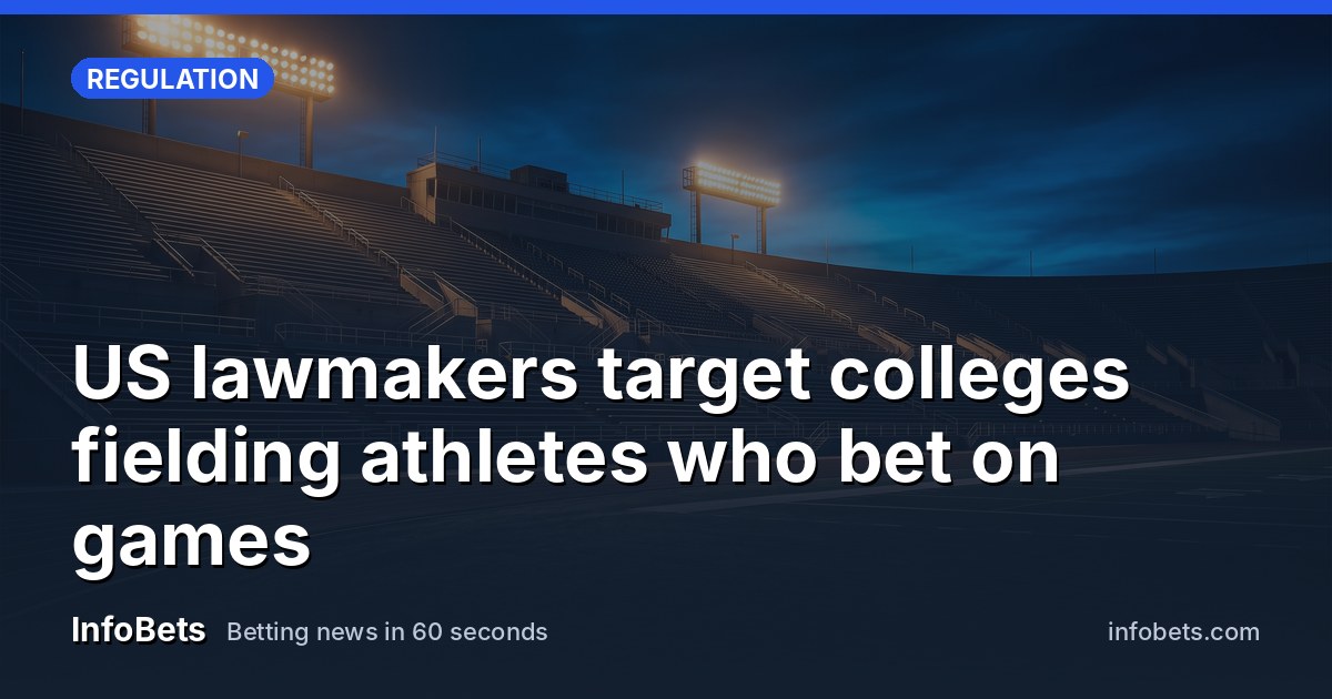 An empty college football stadium at dusk, stands bare, floodlights glowing.
