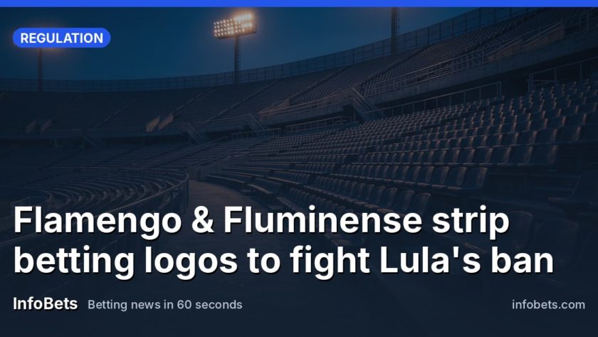 An empty Maracanã-style stadium stand at dusk with floodlights on, no branding visible.