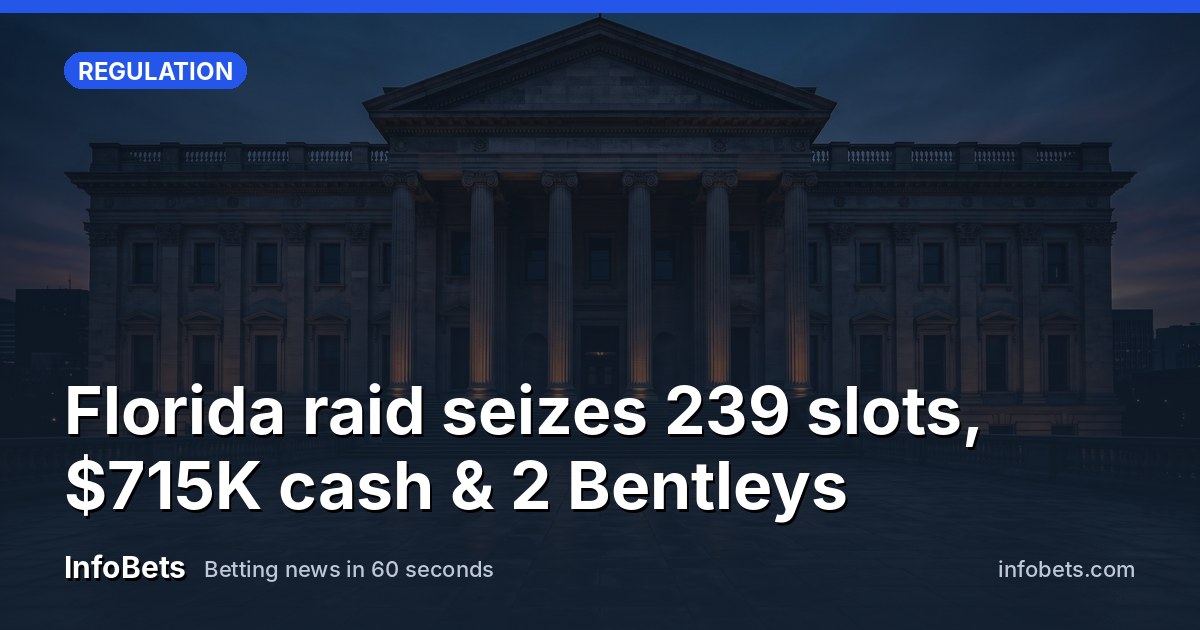 Florida raid seizes 239 slots, $715K cash & 2 Bentleys