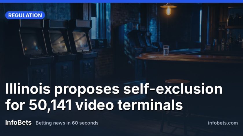A corner of a dim bar with a row of dark, unlit gaming cabinets, their glass fronts reflecting a single low amber lamp, a bare wooden stool and a glass of untouched water on a polished counter.