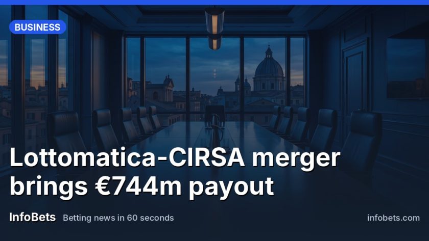 An empty corporate boardroom in Rome with a long polished table & tall windows at dusk.