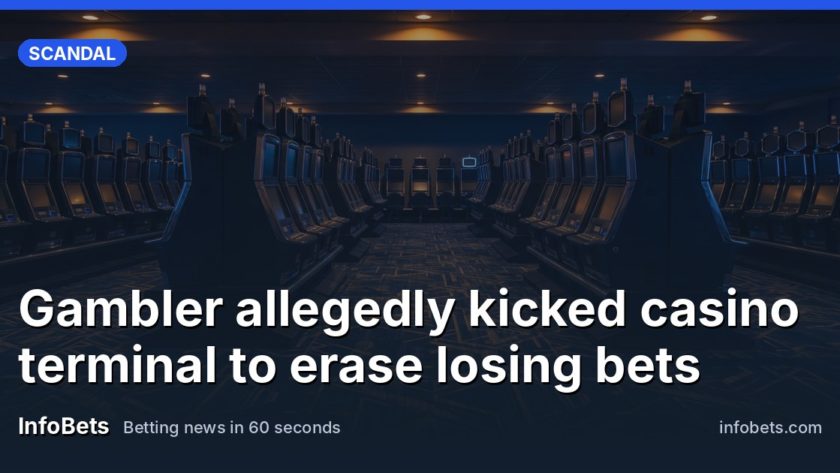 An empty casino floor at night, long rows of dark gaming cabinets glowing faintly with amber light, polished carpet stretching between them, and a low ceiling of soft gold lamps.