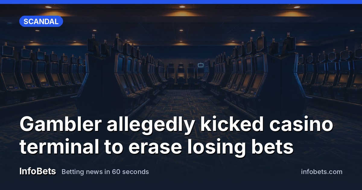 An empty casino floor at night, long rows of dark gaming cabinets glowing faintly with amber light, polished carpet stretching between them, and a low ceiling of soft gold lamps.