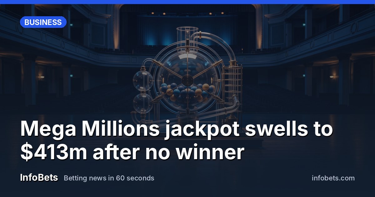 A softly lit lottery ball machine at rest in an empty hall, no text visible.