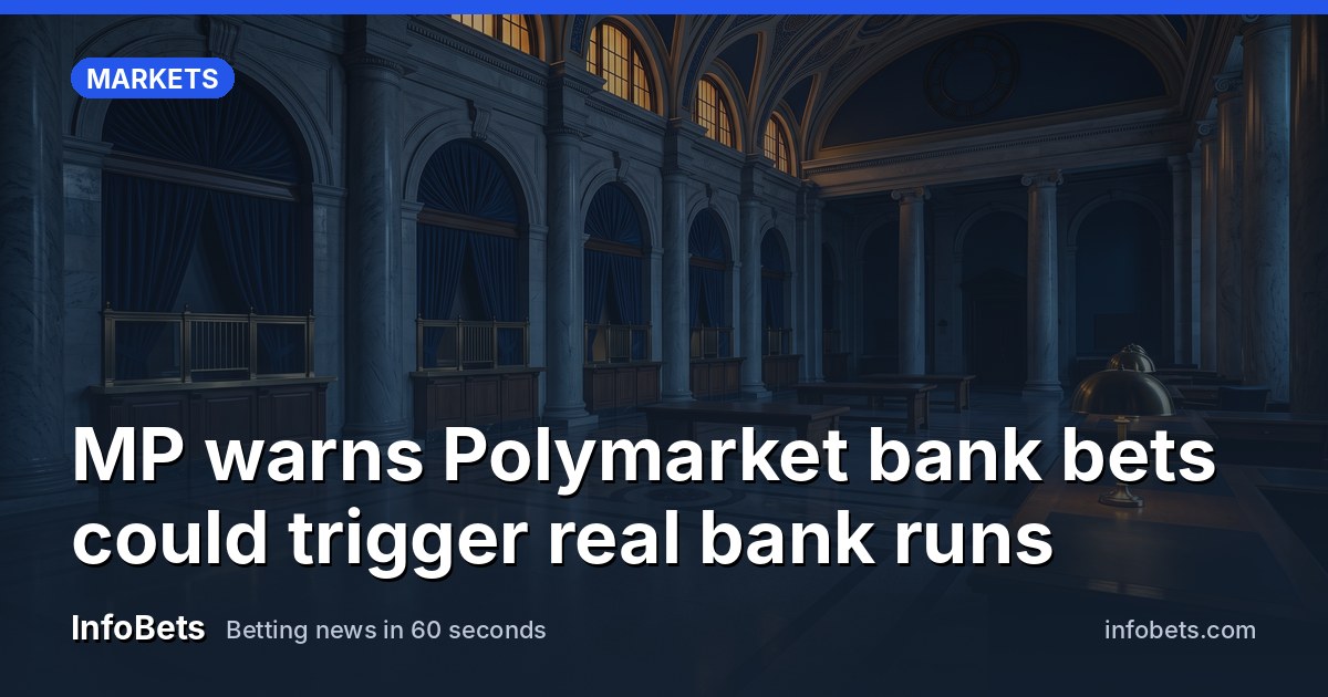 An empty grand bank hall with marble columns & closed teller windows at dusk.