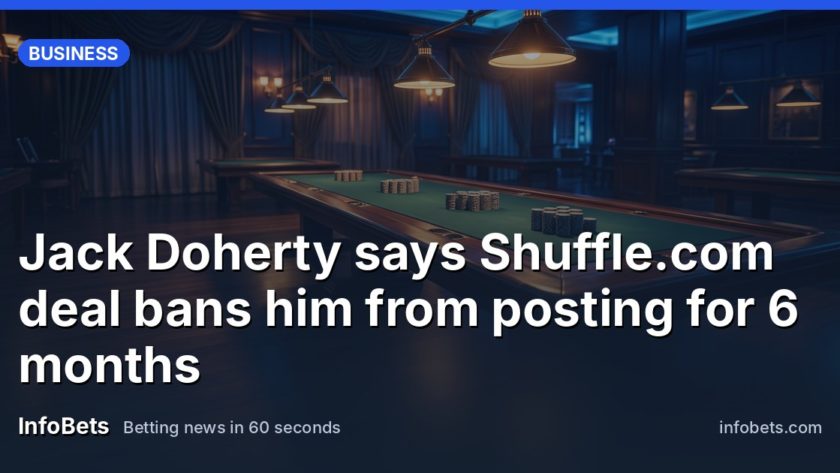 A dim, empty gaming hall at night, lit by soft pools of amber lamplight over a long green baize table, with stacked plain chips gleaming and warm glows of distant lamps reflecting off polished dark…
